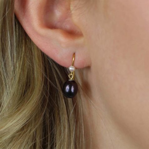 Grete Black Freshwater Pearl Drop Earrings Heidi Kjeldsen Jewellers ER6074