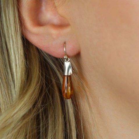 Naja Amber Silver Drop Earrings Heidi Kjeldsen Jewellers ER6077