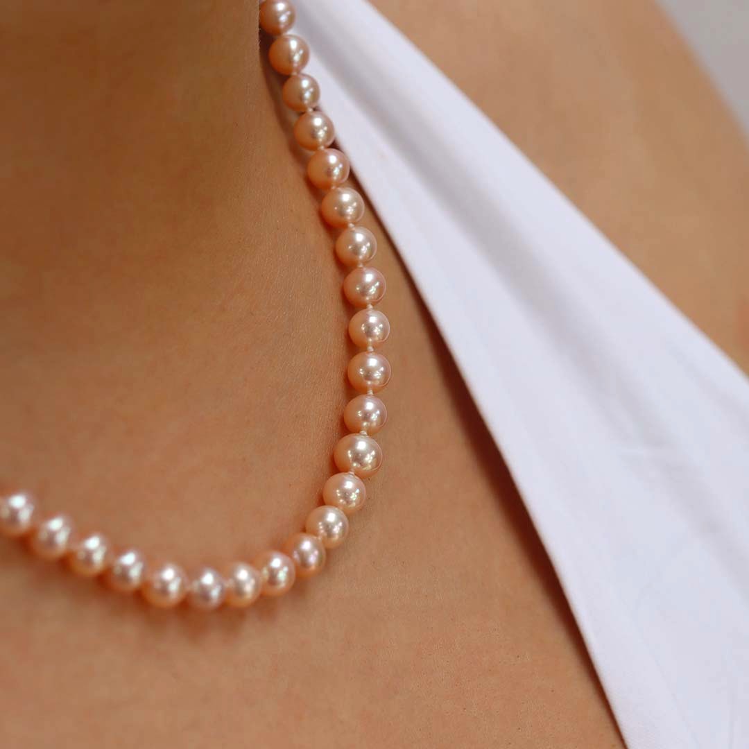 Alma Peach Pearl Necklace Heidi Kjeldsen Jewellers NL1354