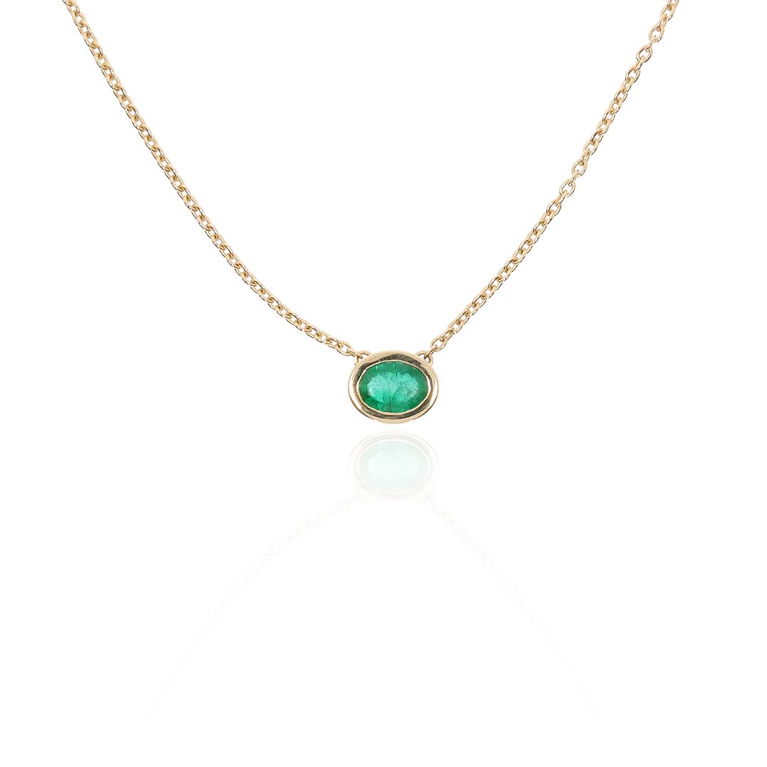 Jette Emerald Rubover Set Pendant Heidi Kjeldsen Jewellery P1765 white