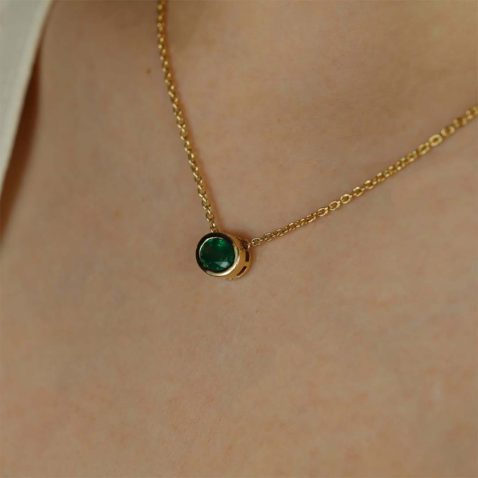 Jette Emerald Yellow Gold Pendant Heidi Kjeldsen Jewellers P1765