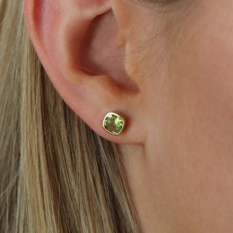 Nanna Cushion Shaped Peridot Earrings Heidi Kjeldsen Jewellers ER6028