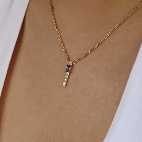 Sara Sapphire and Diamond Drop Pendant Heidi Kjeldsen Jewellery P1764 Model