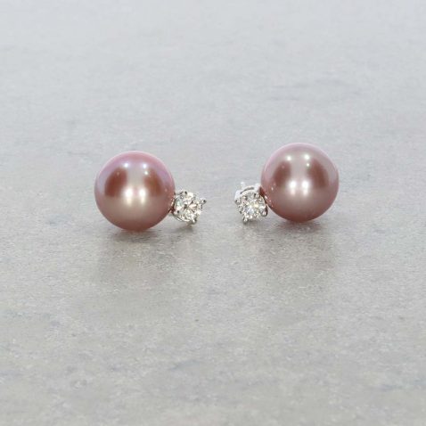 Alma Pink Cultured Pearl and Diamond Earrings Heidi Kjeldsen Jewellery ER6088 still