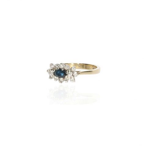 Clara Preloved Sapphire and Diamond Cluster Ring Heidi Kjeldsen Jewellery PLR0014 white