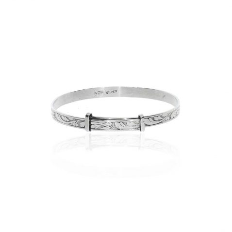 Clara Preloved Silver Christening Bangle PLBL0016 Heidi Kjeldsen Jewellery White