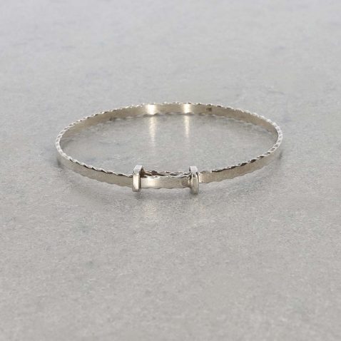 Clara Preloved Silver Wavy Edge Christening Bangle PLBL0015 Heidi Kjeldsen Jewellery White