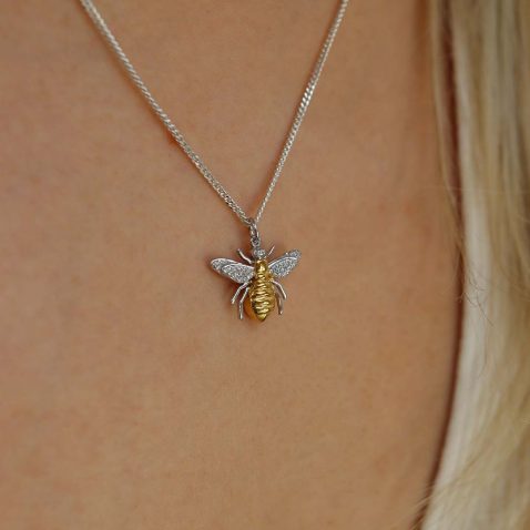 Espen Silver Gold Plated Bee Cubic Zirconia Pendant Heidi Kjeldsen Jewllery P1760 model
