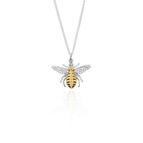 Espen Silver Gold Plated Bee Cubic Zirconia Pendant Heidi Kjeldsen Jewllery P1760 white