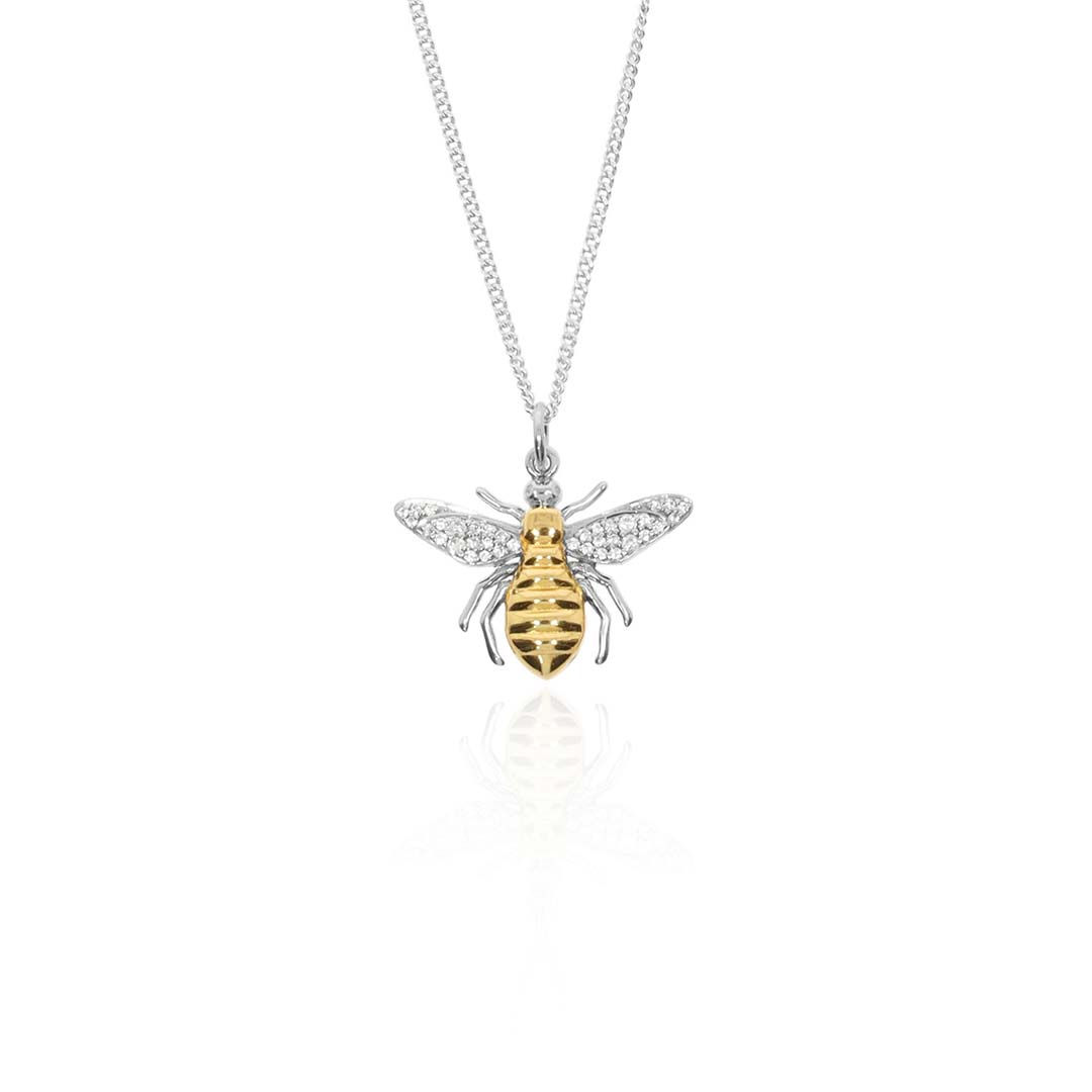 Espen Silver Gold Plated Bee Cubic Zirconia Pendant Heidi Kjeldsen Jewllery P1760 white