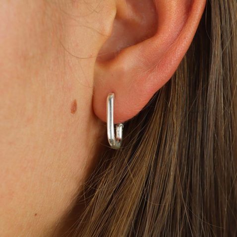 Helle Rectangular Huggie Silver Hoop Earrings Heidi Kjeldsen Jewellers ER6036