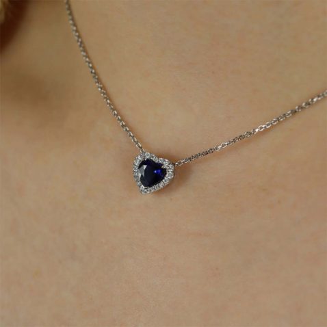 Sara Ceylon Sapphire and Diamond Heart Pendant Heidi Kjeldsen Jewellers P1767