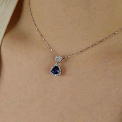 Sara Ceylon Sapphire and Diamond Pendant Heidi Kjeldsen Jewellers P1768