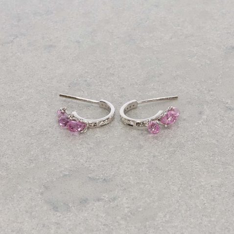 Sara Pink Sapphire and Diamond Hoop Earrings Heidi Kjeldsen Jewellery ER6103 still