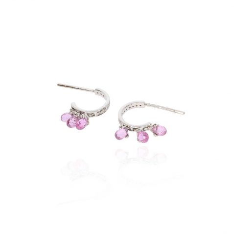 Sara Pink Sapphire and Diamond Hoop Earrings Heidi Kjeldsen Jewellery ER6103 white