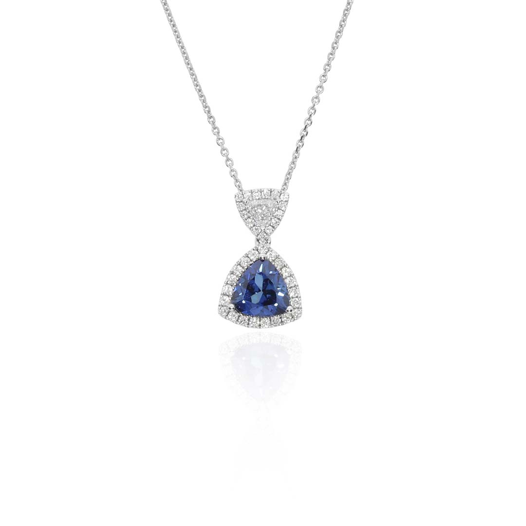 Sara Sapphire and Diamond Trilliant Pendant Heidi Kjeldsen Jewellery P1768 white