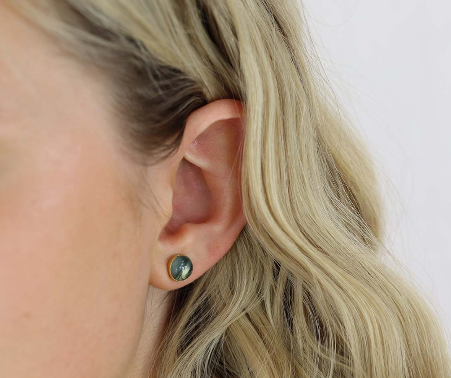 Naja Moss Agate Earrings Heidi Kjeldsen Jewellery ER2060 Model