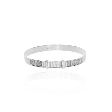 Clara Patterned Christening Bangle Heidi Kjeldsen Jewellery PLBL0013 white