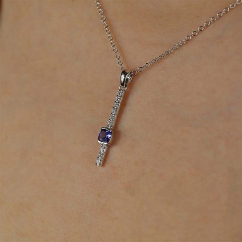 Viola Tanzanite and Diamond Drop Pendant Heidi Kjeldsen Jewellers P1770