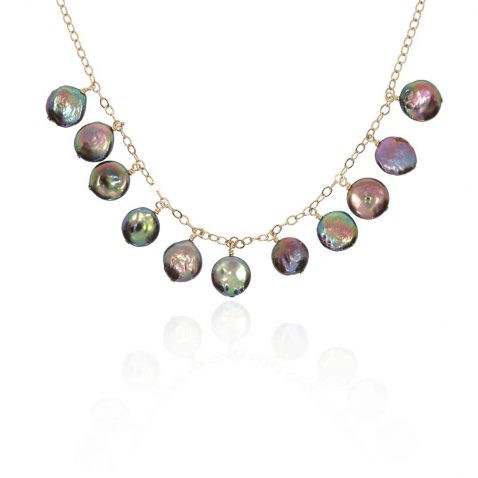 Lisbet Black Coin Pearl Necklace Heidi Kjeldsen Jewellers NL1355 white